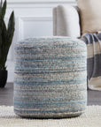 Jaipur Amarillo Duro Stripes Textured Blue Gray AMR01 Cylinder Pouf