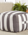 Jaipur Birch Point Chatham Stripes Gray White BIR02 Pouf