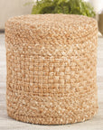 Jaipur Bluffs Sauton Solid Textured Beige White BUF02 Pouf