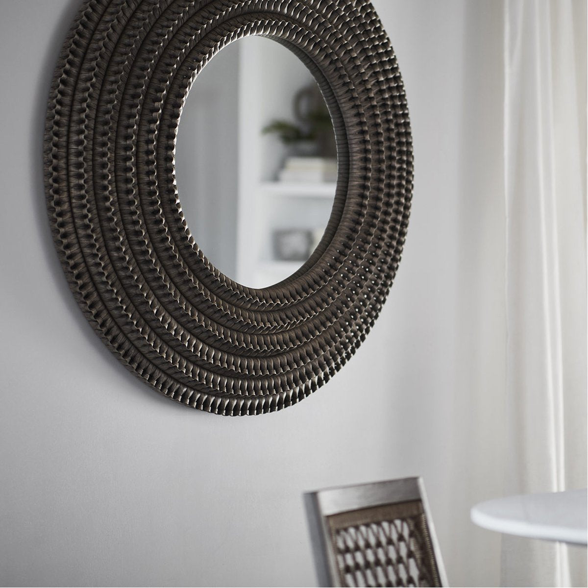 Palecek Kenis Braided Mirror, Grey